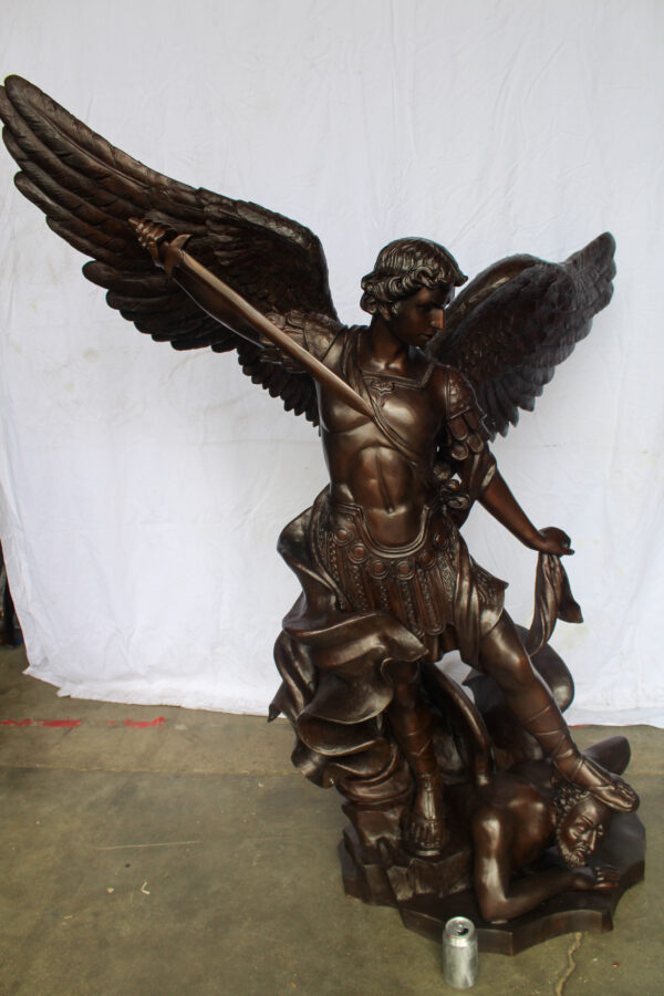 Giant Bronze Statue of Archangel Michael Slaying the Devil 54" x 32" x 68"H - Image 4