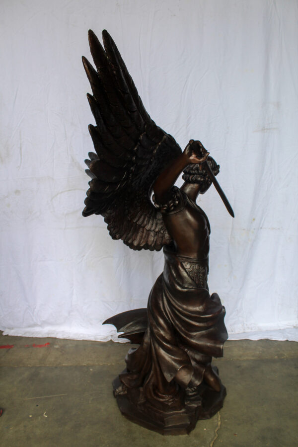 Giant Bronze Statue of Archangel Michael Slaying the Devil 54" x 32" x 68"H - Image 6