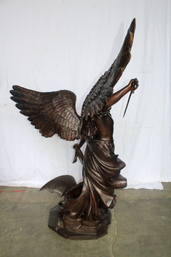 Giant Bronze Statue of Archangel Michael Slaying the Devil 54" x 32" x 68"H - Image 7
