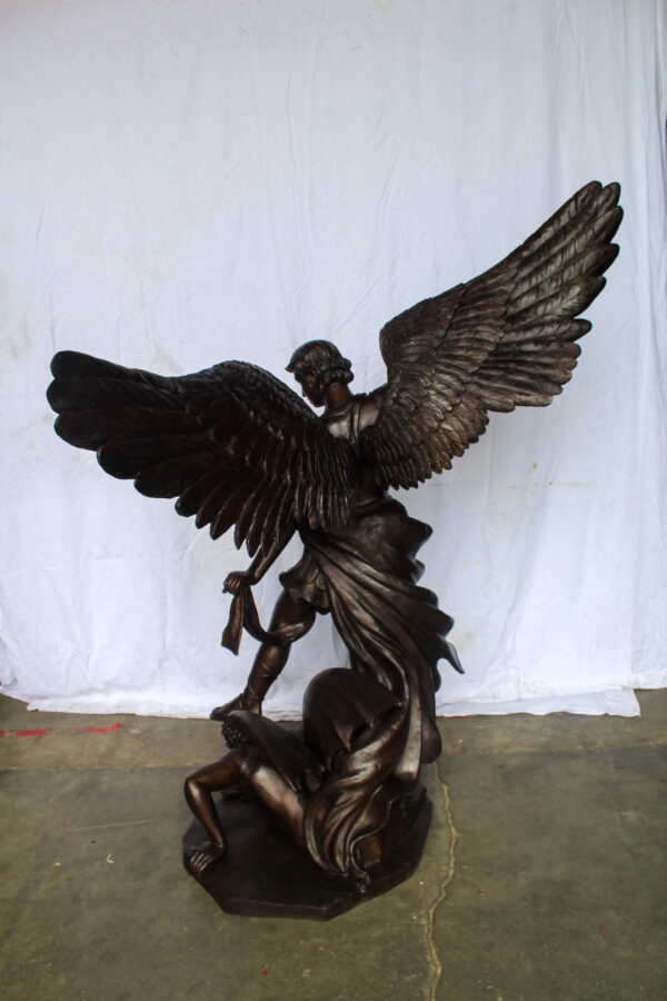 Giant Bronze Statue of Archangel Michael Slaying the Devil 54" x 32" x 68"H - Image 9