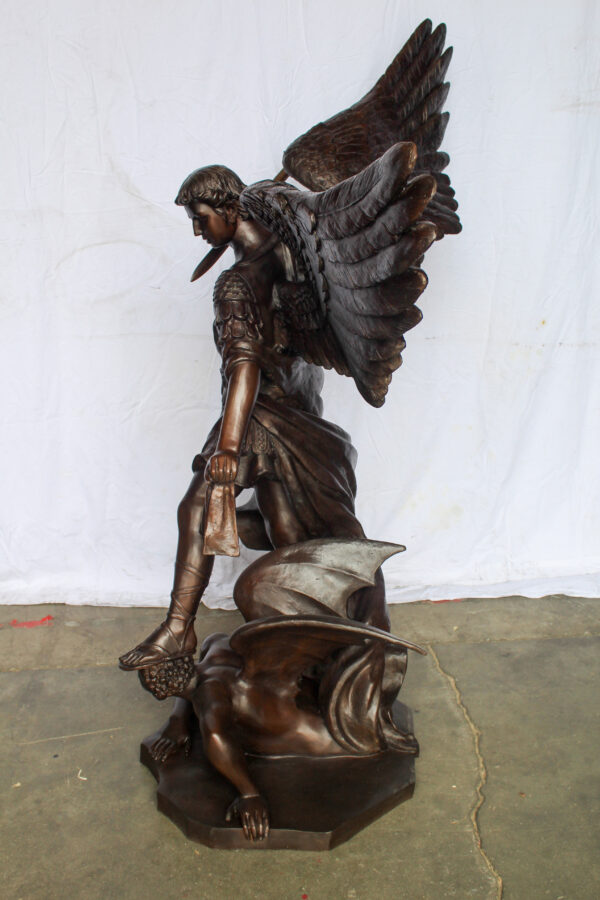 Giant Bronze Statue of Archangel Michael Slaying the Devil 54" x 32" x 68"H - Image 10