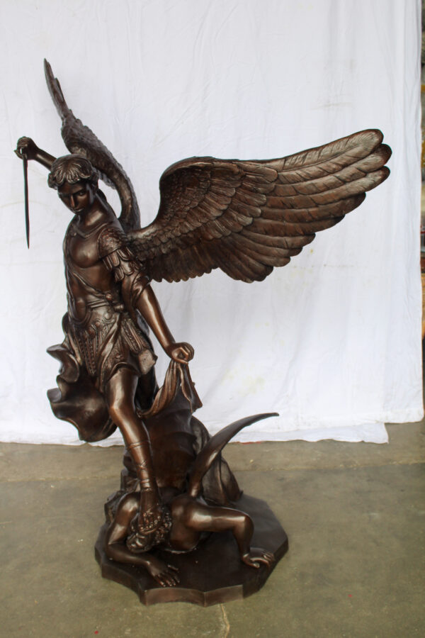 Giant Bronze Statue of Archangel Michael Slaying the Devil 54" x 32" x 68"H - Image 11