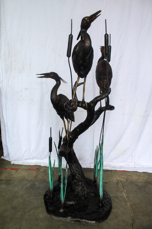 Three Life Sized Pelicans Standing, A Giant Bronze Fountain  38" x 32" x 71"H - Image 3