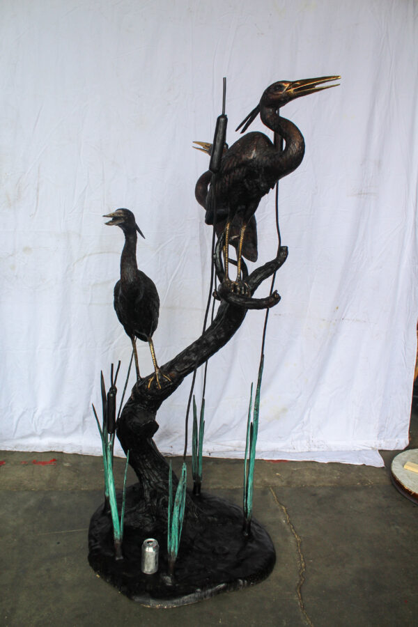 Three Life Sized Pelicans Standing, A Giant Bronze Fountain  38" x 32" x 71"H - Image 4