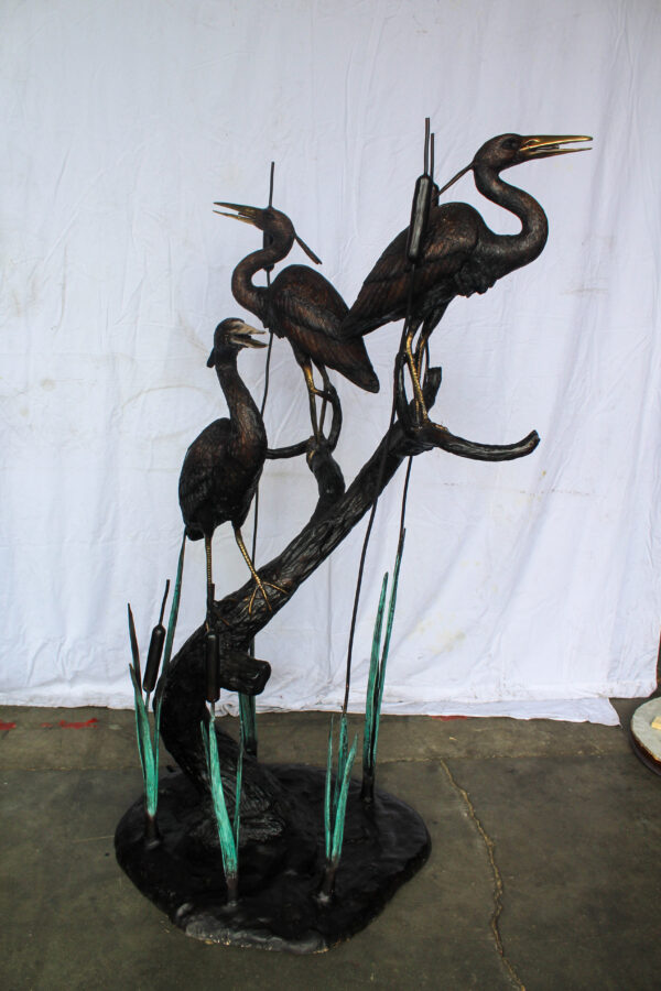Three Life Sized Pelicans Standing, A Giant Bronze Fountain  38" x 32" x 71"H - Image 5