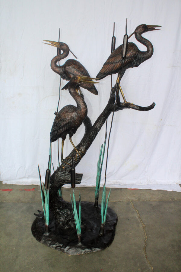 Three Life Sized Pelicans Standing, A Giant Bronze Fountain  38" x 32" x 71"H - Image 6