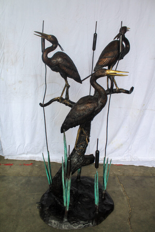 Three Life Sized Pelicans Standing, A Giant Bronze Fountain  38" x 32" x 71"H - Image 7
