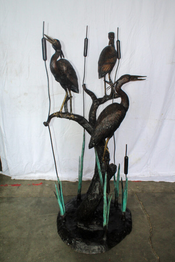 Three Life Sized Pelicans Standing, A Giant Bronze Fountain  38" x 32" x 71"H - Image 8