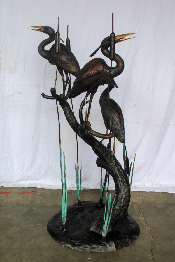 Three Life Sized Pelicans Standing, A Giant Bronze Fountain  38" x 32" x 71"H - Image 11