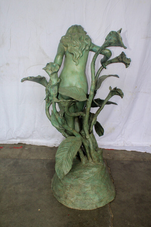 Nude Art Girl Standing by the Garden Life Size Bronze Fountain 44" x 44" x 64"H - Image 7