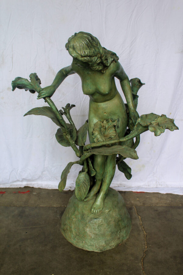 Nude Art Girl Standing by the Garden Life Size Bronze Fountain 44" x 44" x 64"H - Image 11