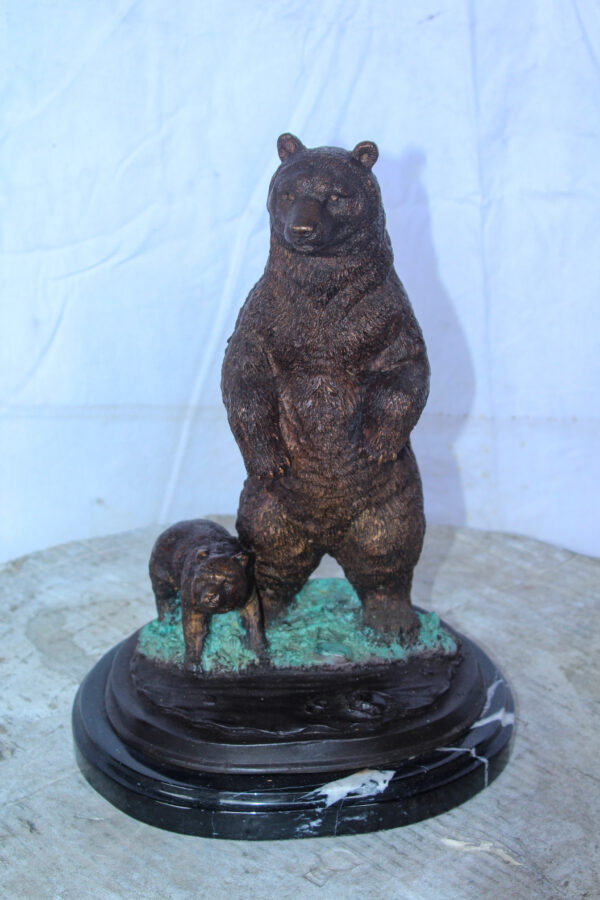 Bronze Cub And Mama Bear Statue, Perfect Wildlife Decor for Home 10" x 8" x 13"H - Image 3