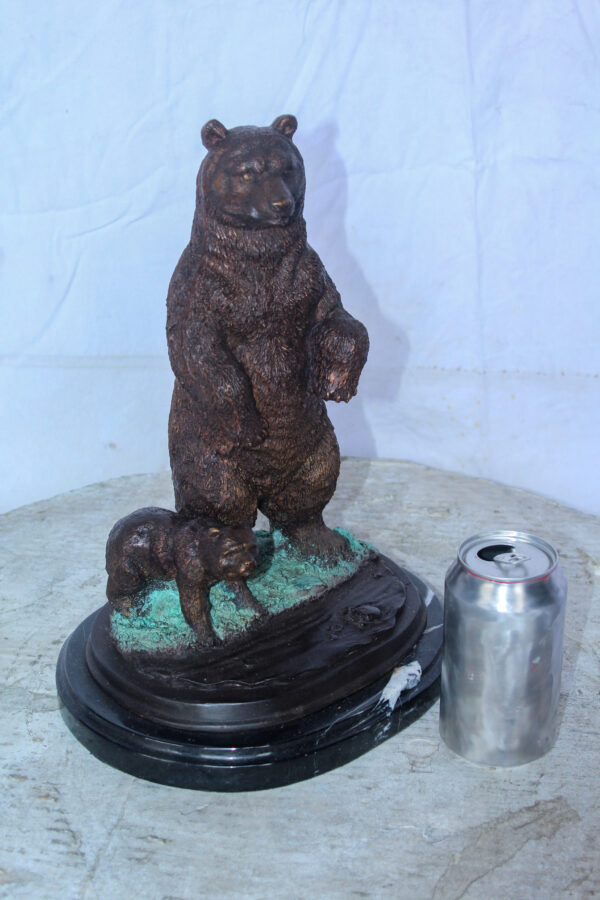 Bronze Cub And Mama Bear Statue, Perfect Wildlife Decor for Home 10" x 8" x 13"H - Image 4
