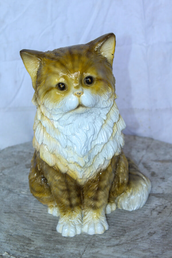 Colored Cat Sitting Bronze Statue, Charming for Cat Lovers 12" x 10" x 14"H - Image 3