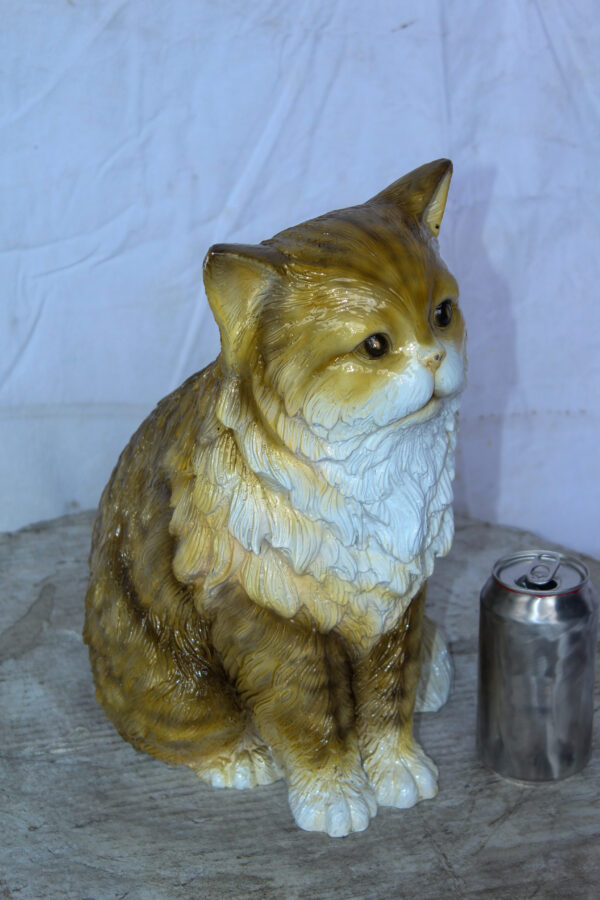 Colored Cat Sitting Bronze Statue, Charming for Cat Lovers 12" x 10" x 14"H - Image 4