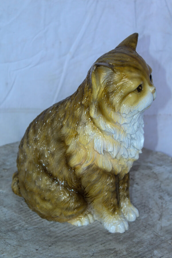 Colored Cat Sitting Bronze Statue, Charming for Cat Lovers 12" x 10" x 14"H - Image 5