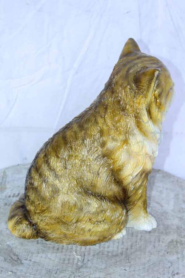 Colored Cat Sitting Bronze Statue, Charming for Cat Lovers 12" x 10" x 14"H - Image 6