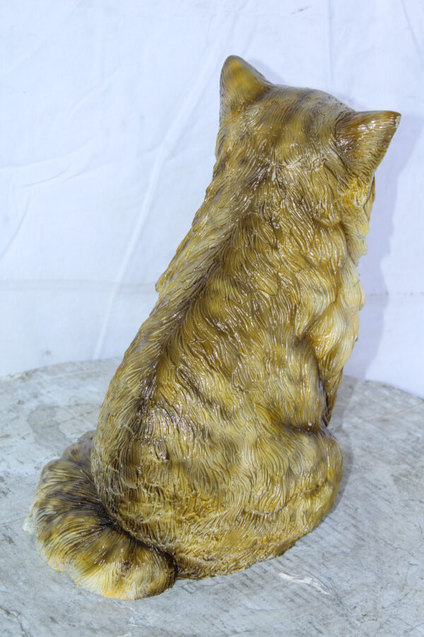 Colored Cat Sitting Bronze Statue, Charming for Cat Lovers 12" x 10" x 14"H - Image 7