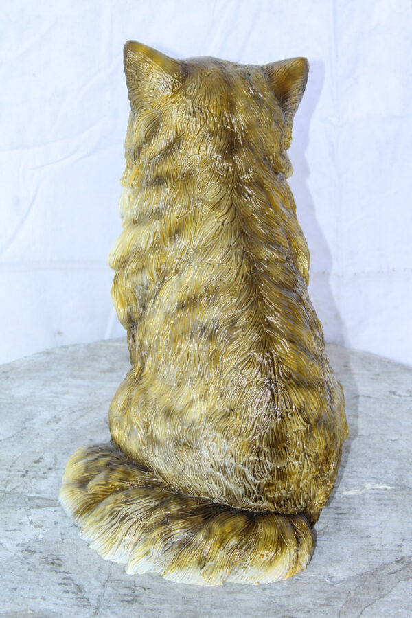 Colored Cat Sitting Bronze Statue, Charming for Cat Lovers 12" x 10" x 14"H - Image 8