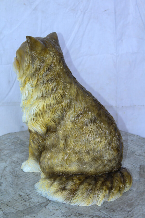 Colored Cat Sitting Bronze Statue, Charming for Cat Lovers 12" x 10" x 14"H - Image 9