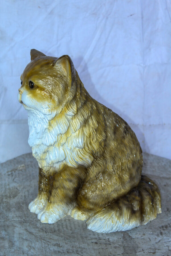 Colored Cat Sitting Bronze Statue, Charming for Cat Lovers 12" x 10" x 14"H - Image 10