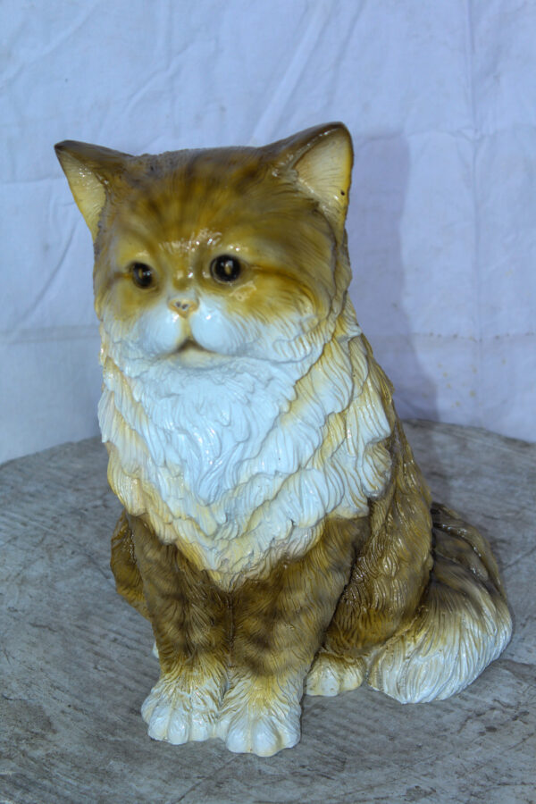 Colored Cat Sitting Bronze Statue, Charming for Cat Lovers 12" x 10" x 14"H - Image 11