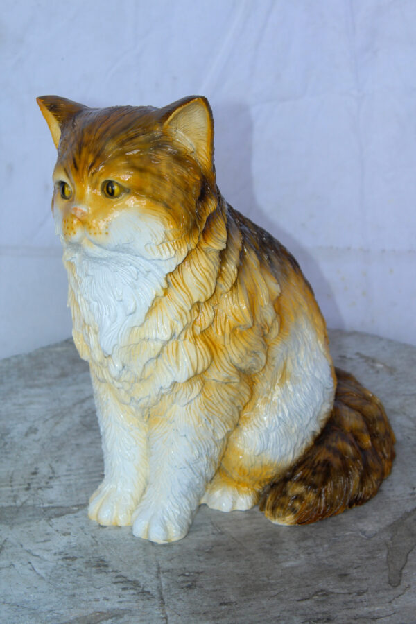 Brown Cat Sitting Bronze Statue, Charming for Cat Lovers 12" x 10" x 14"H - Image 11