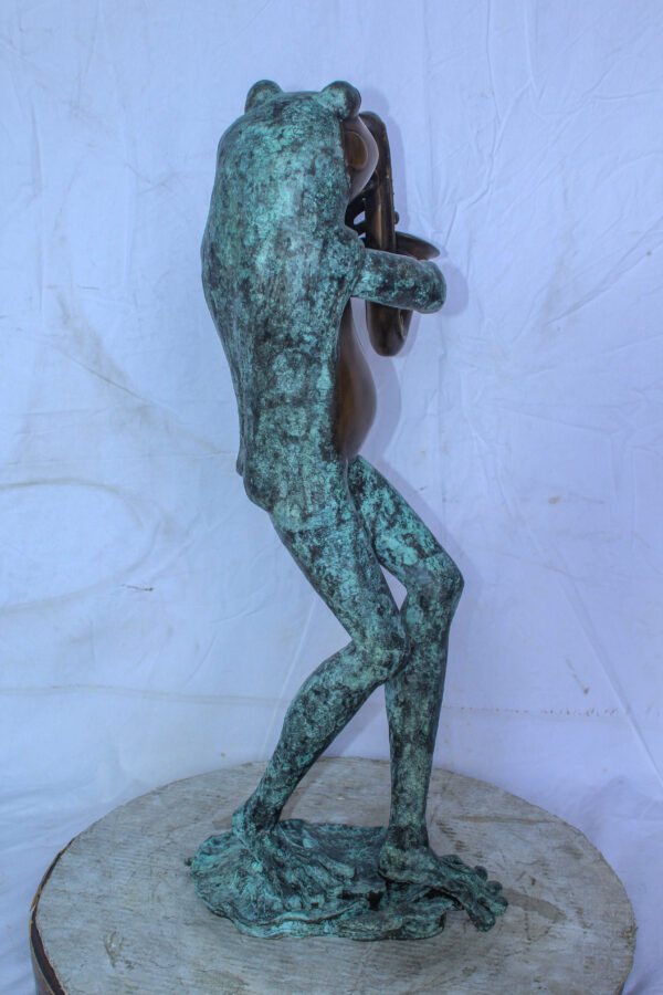 Musical Frog Playing Saxophone Bronze Fountain, Fun home Decor 14" x 9" x 32"H - Image 6