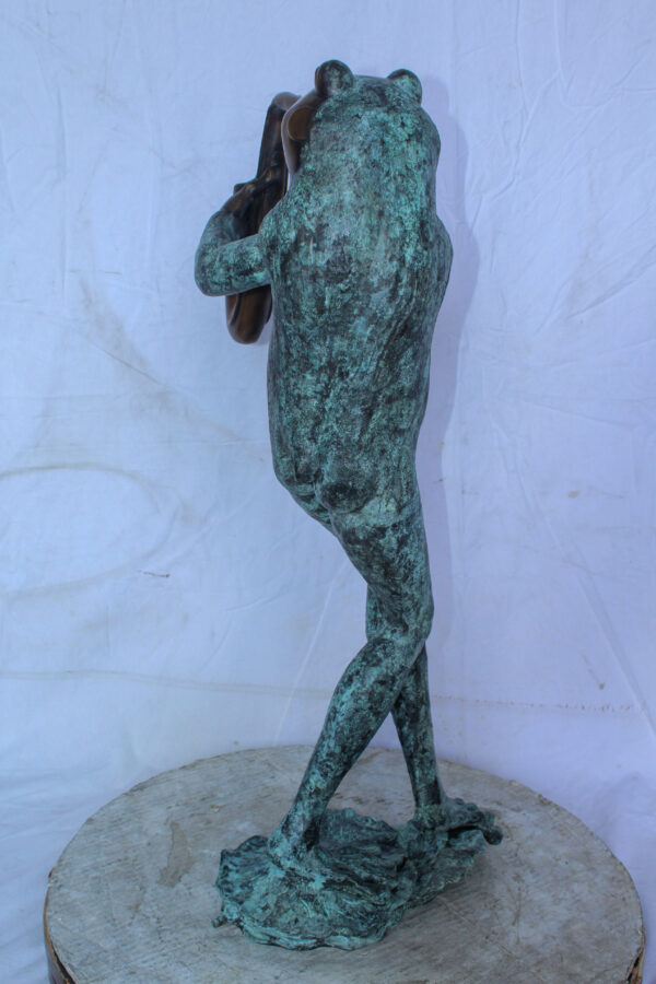 Musical Frog Playing Saxophone Bronze Fountain, Fun home Decor 14" x 9" x 32"H - Image 7