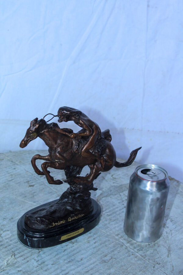 Cheyenne by Remington Bronze Statue Replica, Iconic Western Decor 9" x 3" x 9"H - Image 4