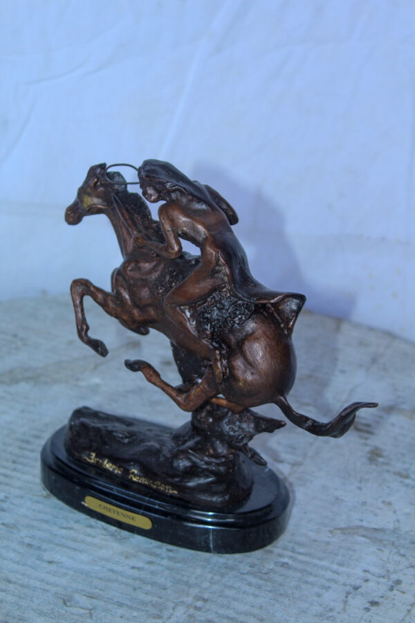 Cheyenne by Remington Bronze Statue Replica, Iconic Western Decor 9" x 3" x 9"H - Image 10