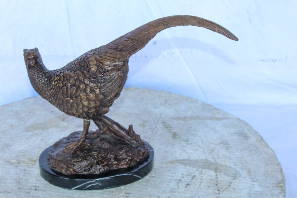 Pheasant Bird Bronze statue mounted on a Marble Base 14" x 6" x 10"H - Image 3