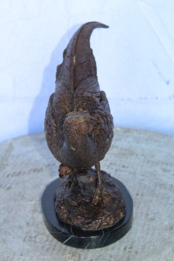 Pheasant Bird Bronze statue mounted on a Marble Base 14" x 6" x 10"H - Image 10
