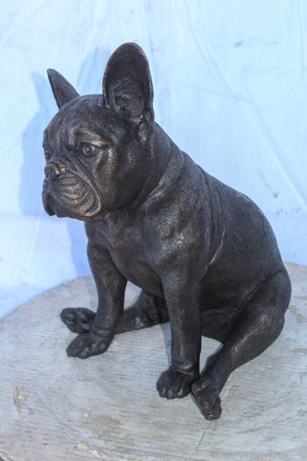 Bronze Statue of French Bulldog Sitting, Elegant Canine Decor 12" x 12" x 17"H - Image 3