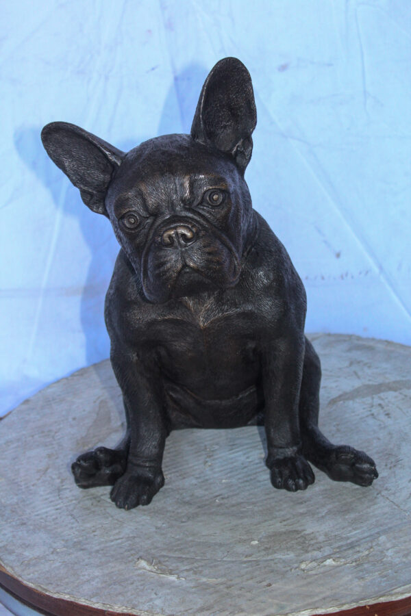 Bronze Statue of French Bulldog Sitting, Elegant Canine Decor 12" x 12" x 17"H - Image 4