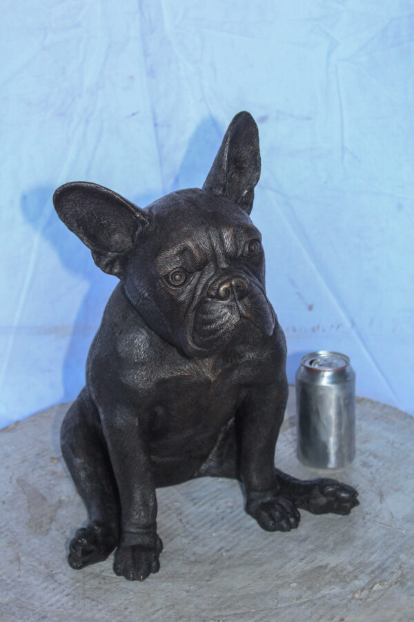 Bronze Statue of French Bulldog Sitting, Elegant Canine Decor 12" x 12" x 17"H - Image 5