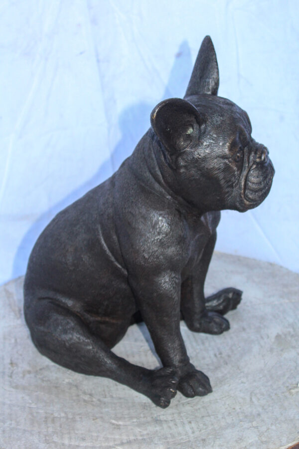 Bronze Statue of French Bulldog Sitting, Elegant Canine Decor 12" x 12" x 17"H - Image 6
