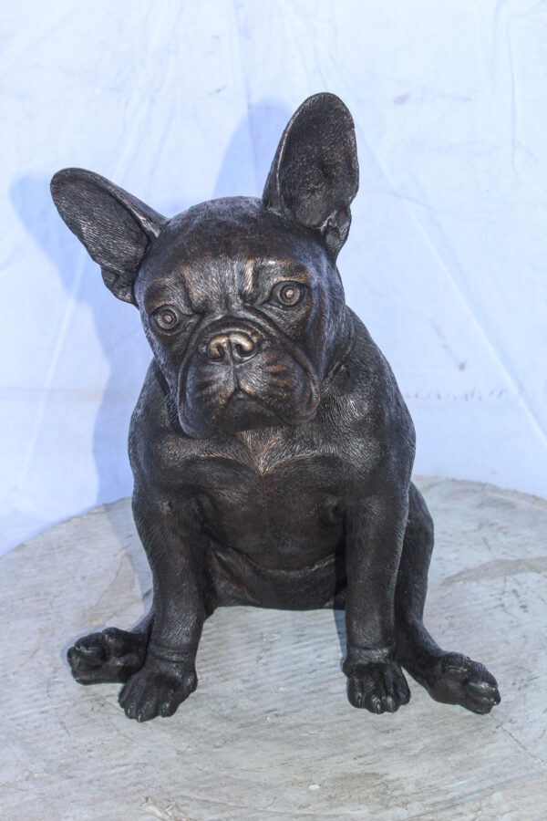 Bronze Statue of French Bulldog Sitting, Elegant Canine Decor 12" x 12" x 17"H - Image 11