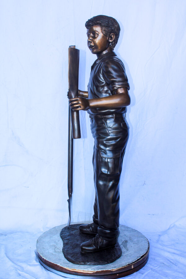 A Boy with Shovel, Charming Garden Bronze Statue 24" x 15" x 27"H - Image 5