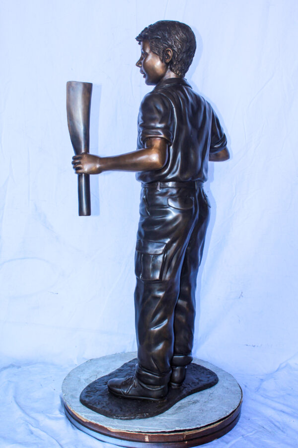 A Boy with Shovel, Charming Garden Bronze Statue 24" x 15" x 27"H - Image 6