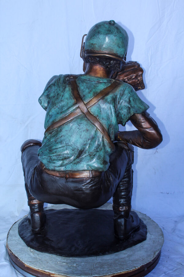 Baseball Catcher bronze statue, Dynamic Sports Decor 26" x 23" x 34"H - Image 7