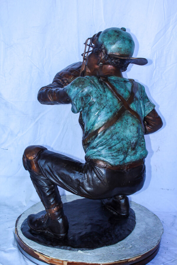 Baseball Catcher bronze statue, Dynamic Sports Decor 26" x 23" x 34"H - Image 8