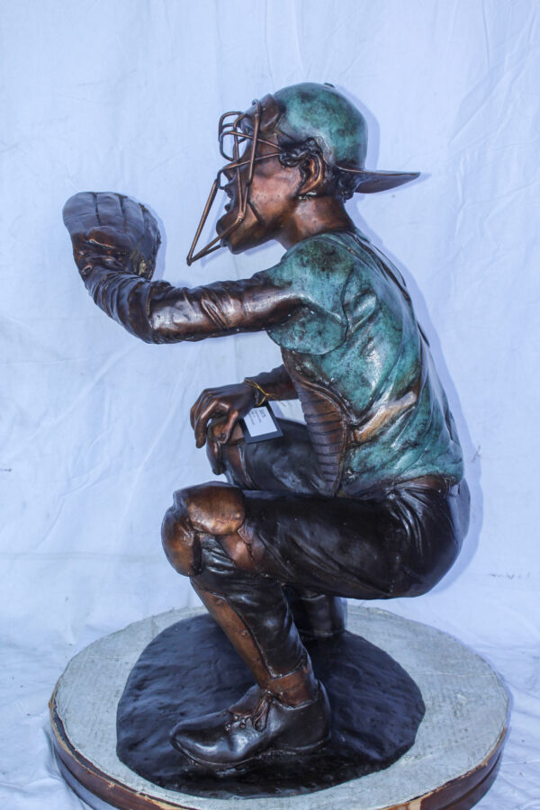 Baseball Catcher bronze statue, Dynamic Sports Decor 26" x 23" x 34"H - Image 9