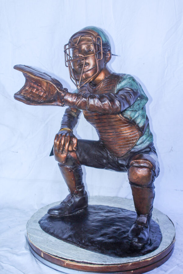 Baseball Catcher bronze statue, Dynamic Sports Decor 26" x 23" x 34"H - Image 10