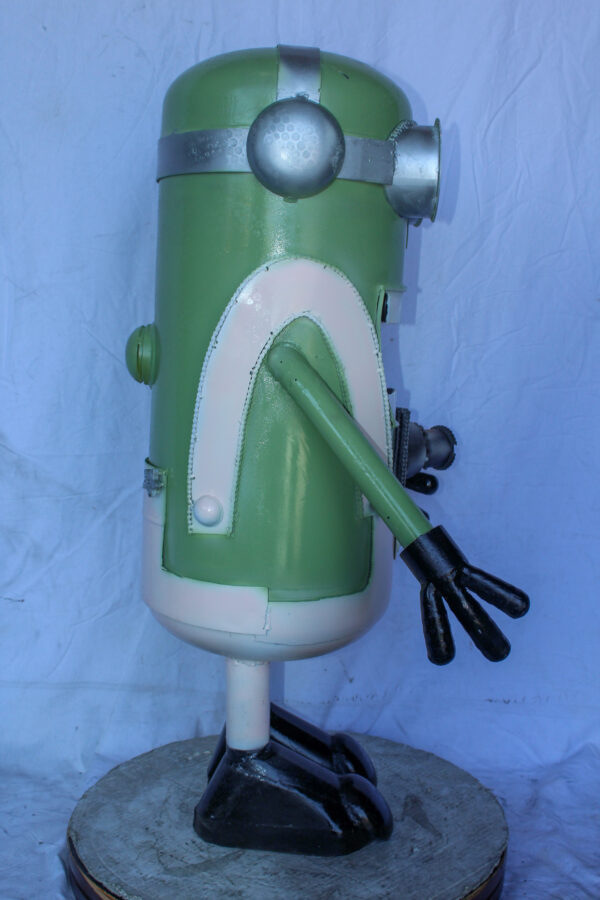 Amusing Metal Scrap Statue of Boy Holding a Camera, Unique Art 26" x 18" x 41"H - Image 5