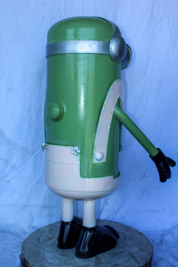 Amusing Metal Scrap Statue of Boy Holding a Camera, Unique Art 26" x 18" x 41"H - Image 6