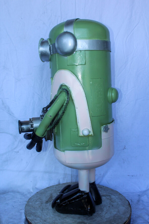 Amusing Metal Scrap Statue of Boy Holding a Camera, Unique Art 26" x 18" x 41"H - Image 8