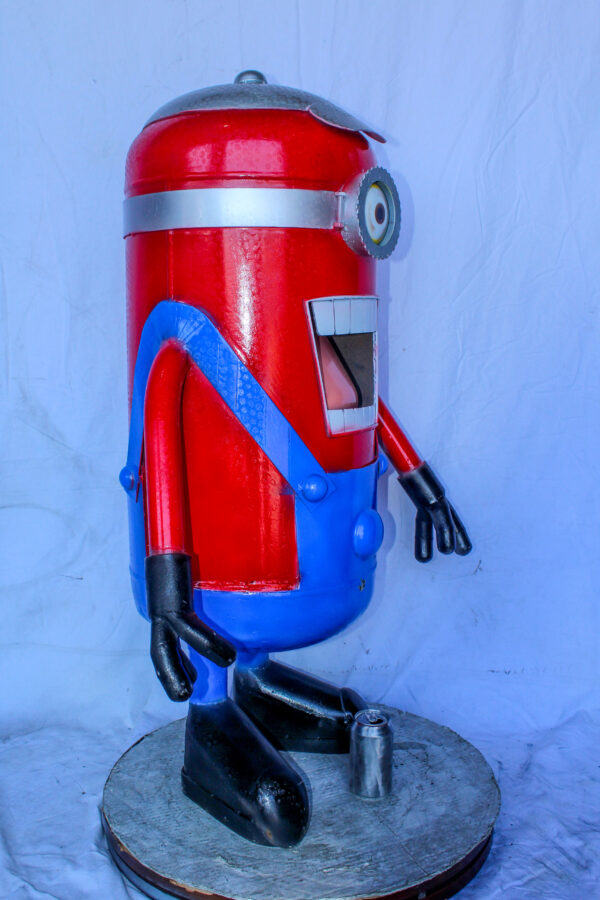Comical Metal Scrap Statue of Boy With One Eye, Whimsical Art 28" x 15" x 42"H - Image 4