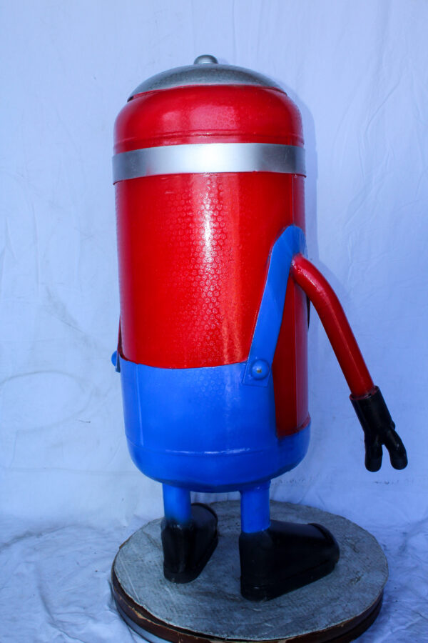 Comical Metal Scrap Statue of Boy With One Eye, Whimsical Art 28" x 15" x 42"H - Image 6