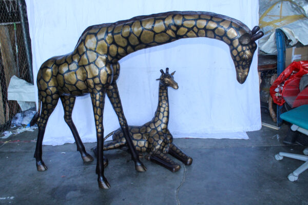 Life Size Bronze Giraffes Statues, One Laying, One Standing 77" x 21" x 58"H - Image 4
